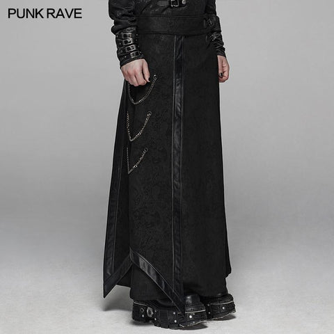 Gothic Floral Suede &amp; Joint Leather Long Overskirt