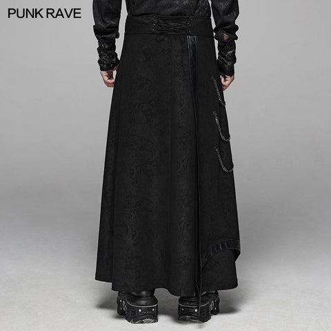 Gothic Floral Suede &amp; Joint Leather Long Overskirt