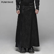 Gothic Floral Suede &amp; Joint Leather Long Overskirt