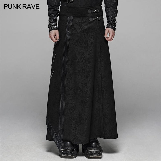 Gothic Floral Suede &amp; Joint Leather Long Overskirt