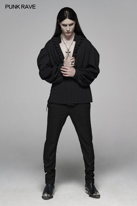 Gothic Low-cut V-neck Loose Shirt For Men