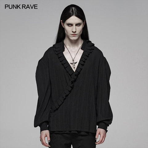 Gothic Low-cut V-neck Loose Shirt For Men