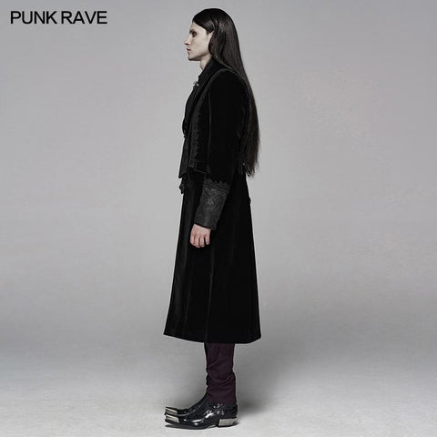 Gothic Men Velvet Medium Length Jacket