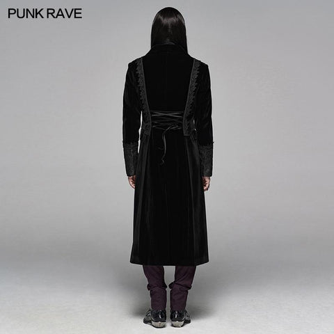 Gothic Men Velvet Medium Length Jacket