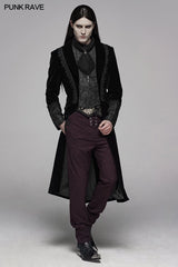 Gothic Men Velvet Medium Length Jacket