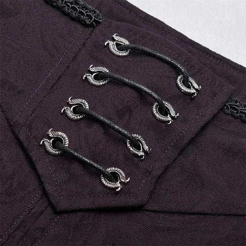 Gothic Floral Metal Swallow Black Suit Trousers