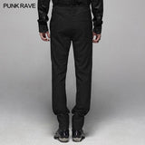 Gothic Floral Metal Swallow Black Suit Trousers