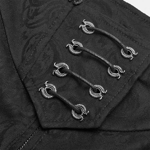 Gothic Floral Metal Swallow Black Suit Trousers