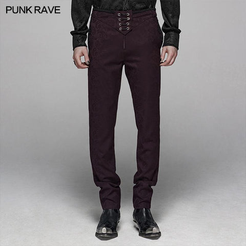 Gothic Floral Metal Swallow Black Suit Trousers