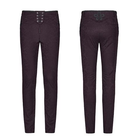 Gothic Floral Metal Swallow Black Suit Trousers