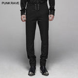 Gothic Floral Metal Swallow Black Suit Trousers