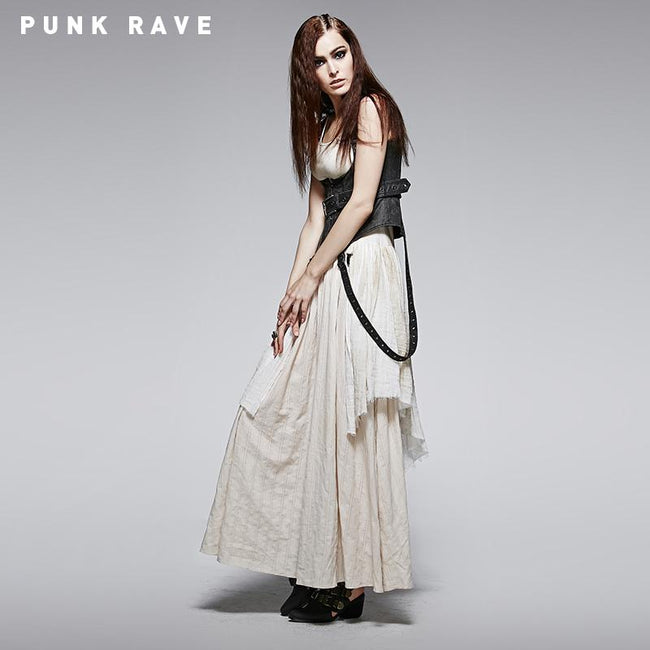High Quality White Steampunk Long Lace Punk Dress
