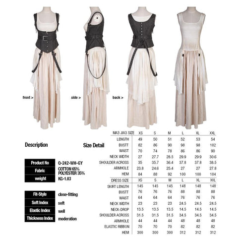 High Quality White Steampunk Long Lace Punk Dress