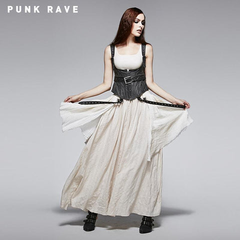 High Quality White Steampunk Long Lace Punk Dress