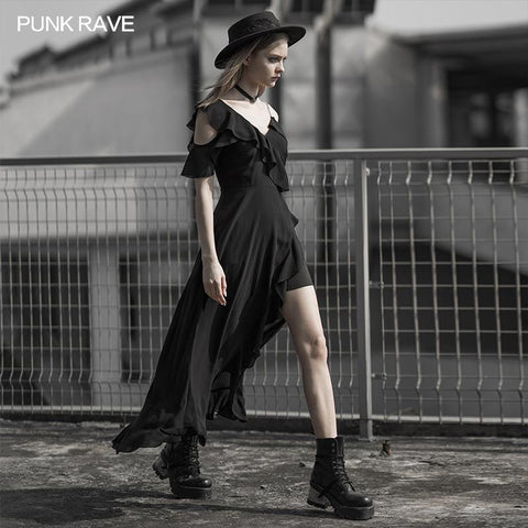 Long open fork chiffon long skirt