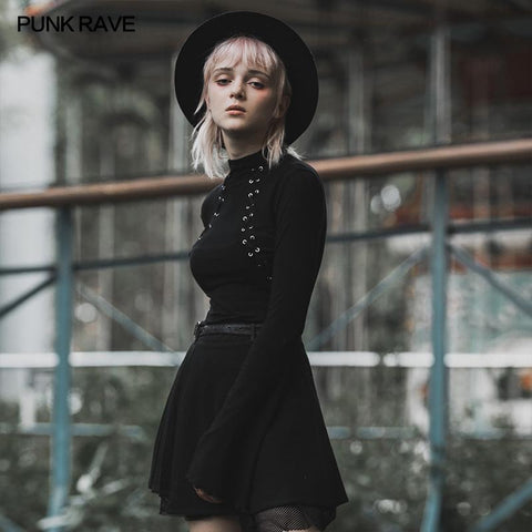 Light Gothic laced chest skinny T-shirt