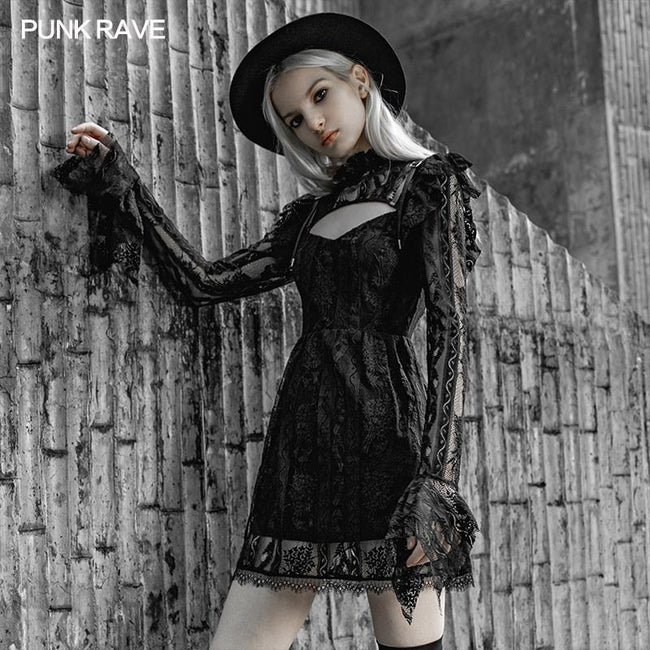 Hollow-out lace dress