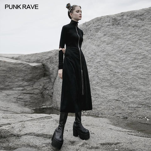 Knitted high-neck long coat