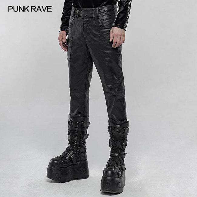 Punk imitation leather pants