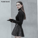 High Collar Irregular Hem Pullover Sweater