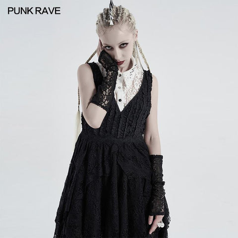 Gothic daily striped lace gloves