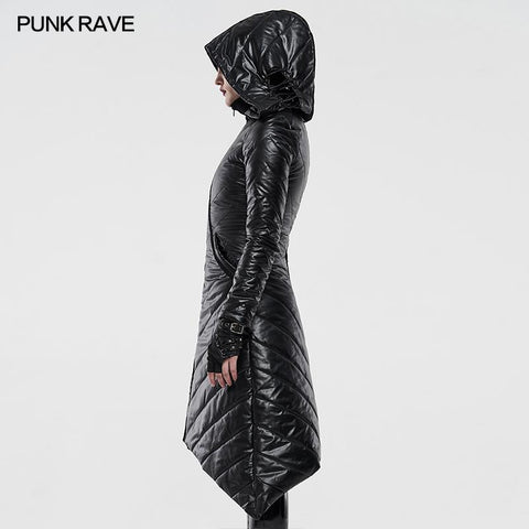 Dark Punk Geometric Split Medium Long Coat