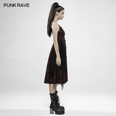 Punk Rebellious Girl Irregular Dress - Red