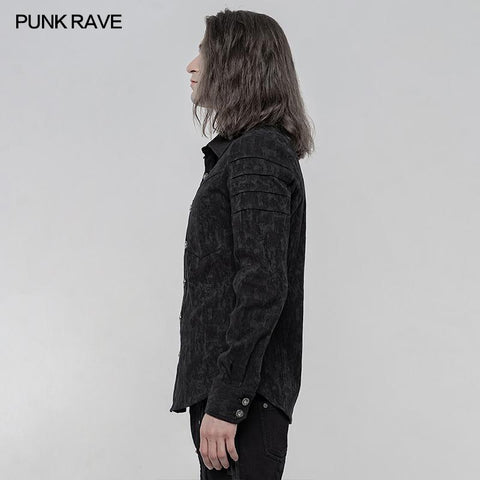 Elastic Jacquard Punk Long Sleeve Shirt