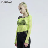 Personality punk perspective mesh t-shirt