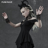 Goth dark night vine gloves neck cover Three-piece set