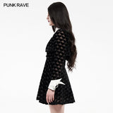 Dark peach heart shadow flower bat white collar little black dress