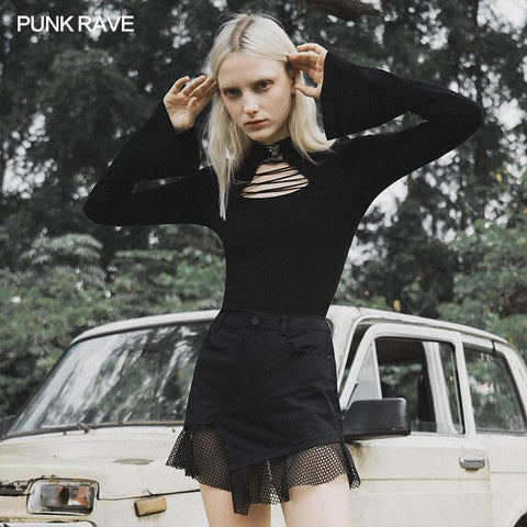 Gothic laced skinny T-shirt