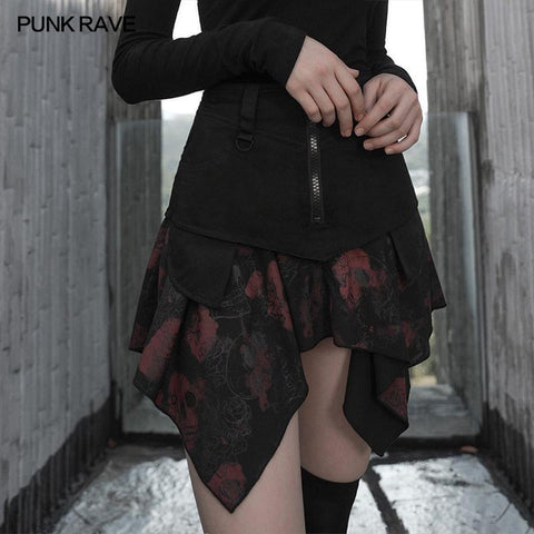 Squares printing  Print Hem Mid-waist Skirt