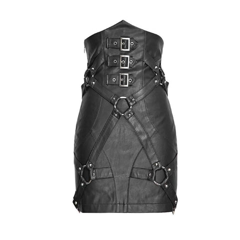 New Fashion Lady Bandage High Waisted Leather Punk Skirt