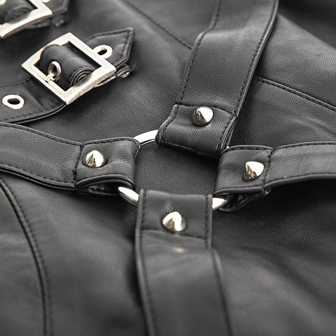 New Fashion Lady Bandage High Waisted Leather Punk Skirt