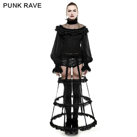 Lolita Style Adjustable Banked Lace Pattern Bustle Gothic Dresses