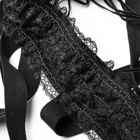 Lolita Style Adjustable Banked Lace Pattern Bustle Gothic Dresses