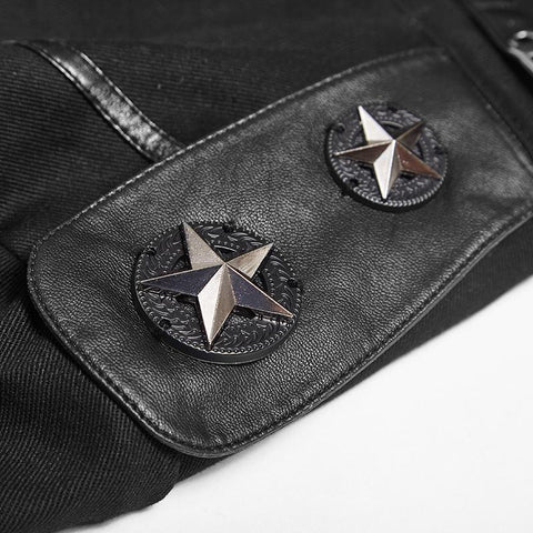 Black High Collar Long Sleeves Skinny Military Punk Dress