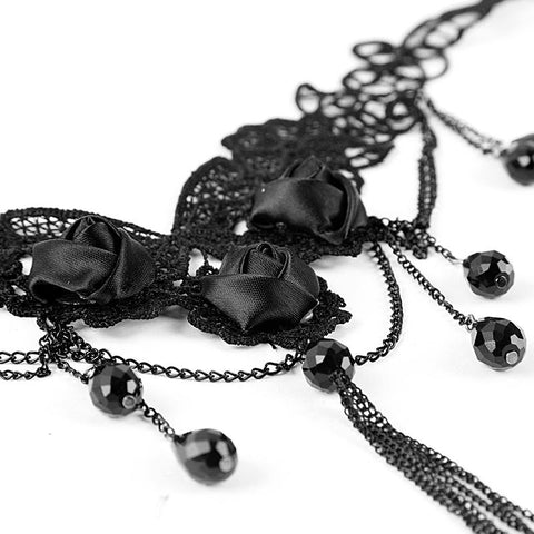 Flower Embroidery Egyptian Fancy Beads Necklace Gothic Accessories