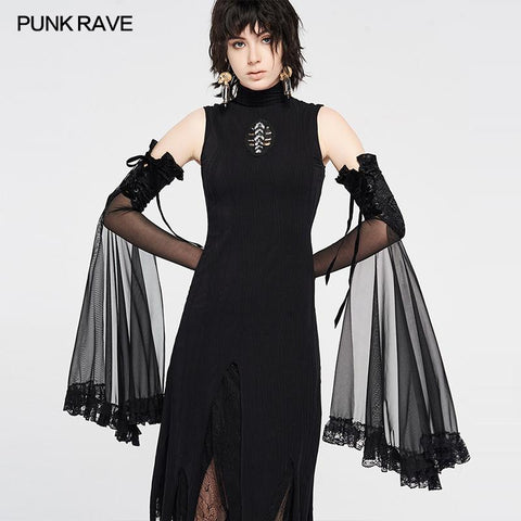 Gothic Lace Shadow Flower Long Gloves