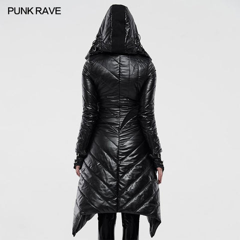 Dark Punk Geometric Split Medium Long Coat
