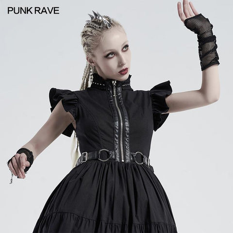 Punk daily rhombus  mesh gloves