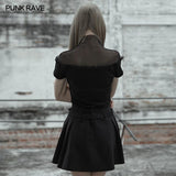 High neck mesh splicing top