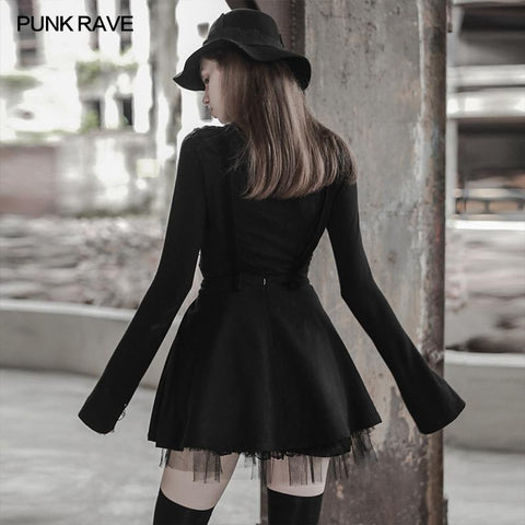 Dark Girl A pendulum Plaid Suspender Half Skirt