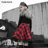 Stitched plaid braces skirt