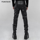 Punk imitation leather pants
