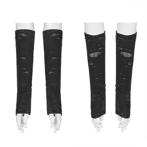 Punk snake print ripped gloves
