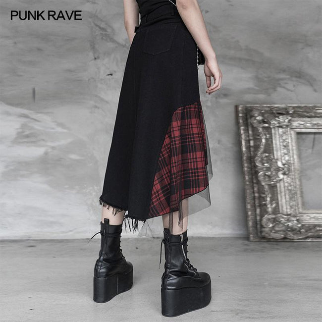 Darkness medium-length irregular skirt