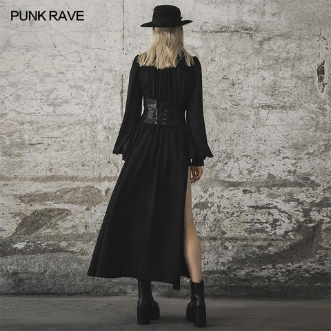 Dark spliced slit dress