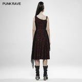 Punk Rebellious Girl Irregular Dress - Red